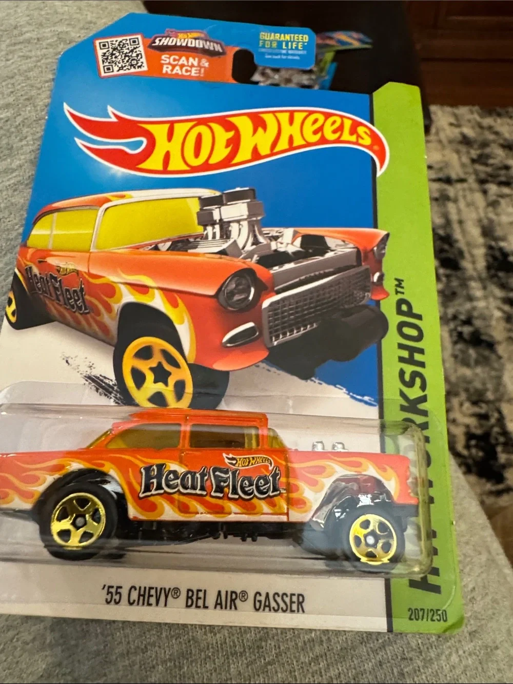 Mattel Hot Wheels '55 Chevy Bel Air Gasser in Orange and Yellow